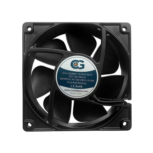 Coolerguys 120x120x38 115v High Airflow IP67 EC Fan with Terminal Connection